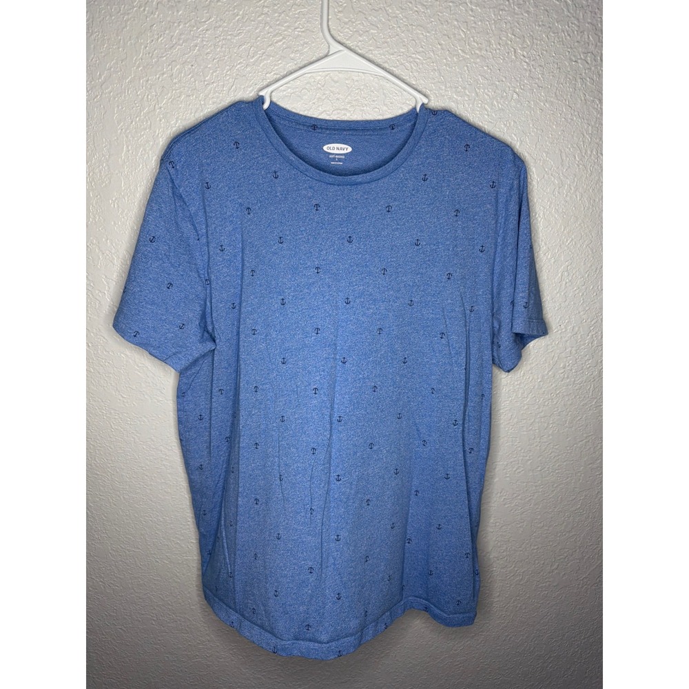 NAUTICAL OLD NAVY T-Shirt Men Large Blue EXCELLENT 563298-04 Anchor Print Crew